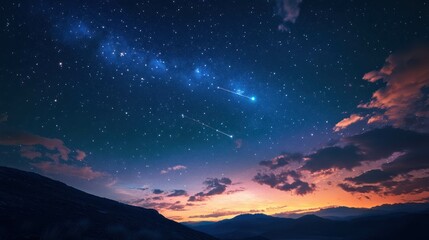 Fototapeta premium A vibrant sky with satellites faintly visible against the twinkling stars above a remote observatory in Chile