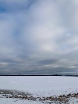 View over the lake in winter