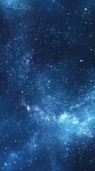 Fototapeta premium Starry night sky with radiant light rays on blue blurred background