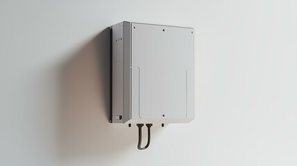 detailed image of a typical wallbox Adapter System for electric cars on a White Background. The Battery System is just a White Block without Solar Panels mounted.