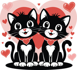 Adorable Valentine Cats with Hearts and Romantic Vibes
