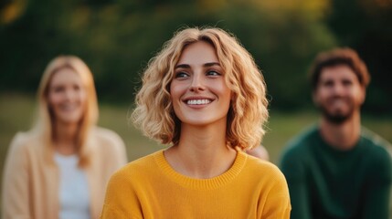 Cheerful Friends Engaging in Friendly Conversation and Outdoor Group Bonding Activities in a Natural Green Field Setting