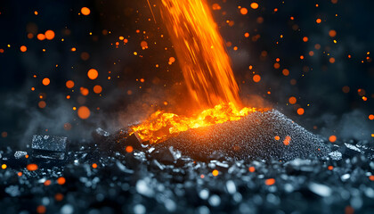 Lava flowing from a volcanic eruption scene.