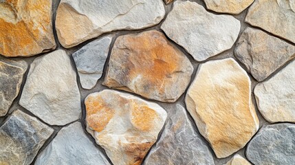 Obraz premium Irregular Stone Wall Texture, Rustic Brown Beige Grey