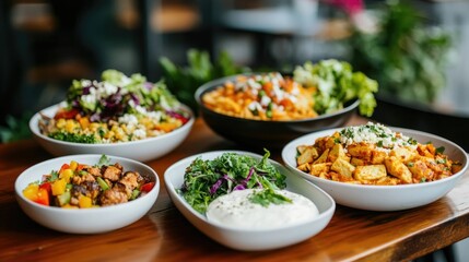 Fototapeta premium Vibrant Vegan Feast An Outdoor Dining Showcase of Diverse Nutritious and Delectable Plant Based Meals for a Health Conscious Lifestyle