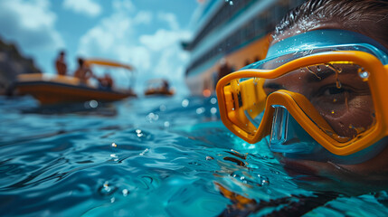 Passengers Preparing for Shore Excursion with Snorkeling Gear