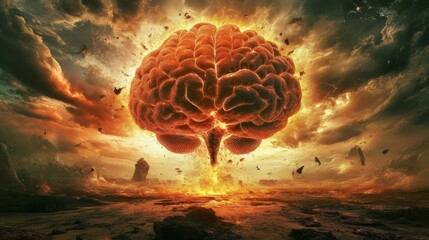 human brain exploding with creativity thanks to artificial intelligence support - AI