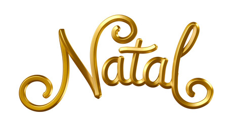 Obraz premium Christmas name in Brazilian Portuguese in gold in 3d render with transparent background