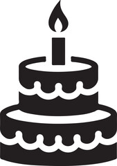 High-quality birthday cake silhouette vector design ideal for invitations, party decorations, and custom prints.