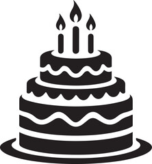 birthday cake silhouette vector design, perfect for celebration-themed graphics and prints.