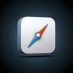 High-Resolution Safari Icon in 3D, Compass Design with Shadow, Dark Background