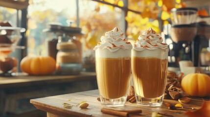 Pumpkin Spice Latte in Cozy Cafe