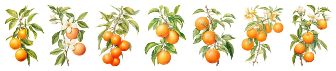 PNG Vintage orange bunch illustration set on transparent background