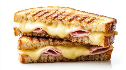 Grilled ham and cheese sandwich, perfectly toasted. Ideal for menus, food blogs, and advertising.