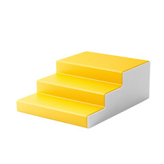 A 3D illustration featuring yellow steps on a white block on white and transparent background.