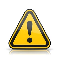 warning icon, 3D Render of Yellow Warning Triangle Sign with Black Exclamation Mark