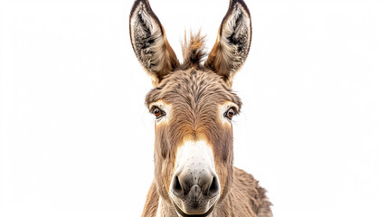 Fototapeta premium Donkey: A donkey isolated on a white background.