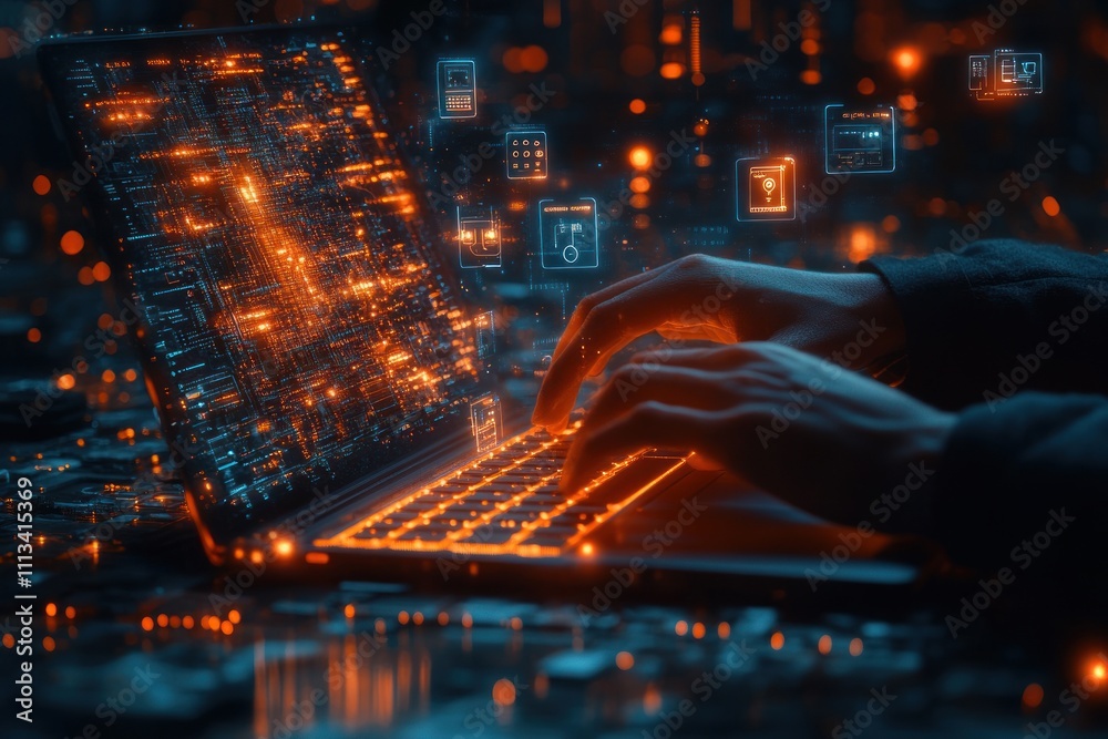 Poster cyber security and data protection in digital business technology privacy with virtual insurance ico
