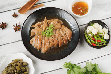  A plate of tender braised pork intestine,