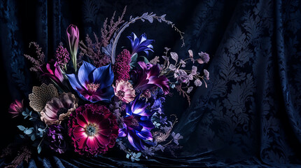 Elegant vintage motif with a botanical floral design perfect for digital wallpaper. Generative AI