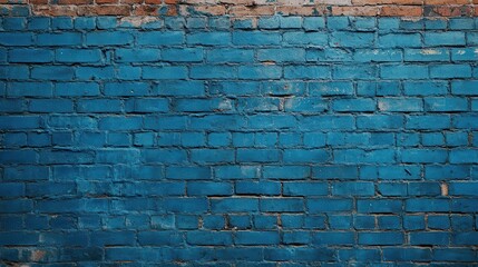 Fototapeta premium Vibrant blue brick wall texture, slightly weathered. Perfect background for urban, grunge, or industrial designs.