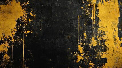 Black and yellow grungy textured background with space for text, edgy and modern urban design for graphic projects, customizable overlay for creative use, high-contrast abstract texture 
