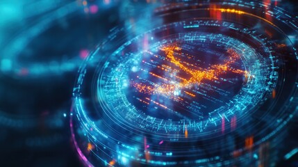 Obraz premium Abstract Digital Data Sphere Glowing Brightly