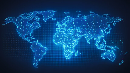 Naklejka premium abstract business connection of line from nail node to node on world map background Innovation network points Earth's surface
