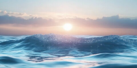 Obraz premium Serene Sunrise Ocean View Soft Pastel Colors Gentle Waves Tranquil Water Surface Horizon