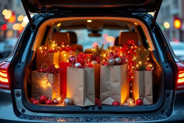 christmas decoration on the car