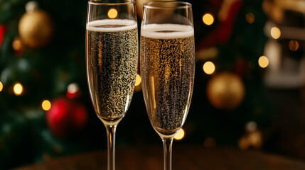 two, glasses , champagne