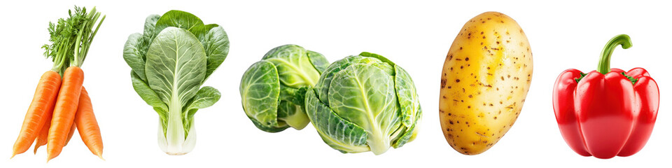 Fototapeta premium PNG Vegetables set on transparent background