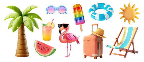 PNG Summer 3d set on transparent background