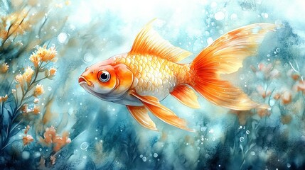 A Single Watercolor Illustration Celebrating Marine Diversity