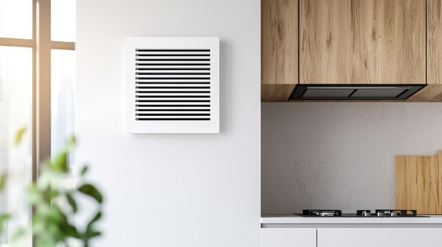 Room Ceiling Ventilation Concept, Customizable Airflow Control Vent for Modern Ceiling in Contemporary Kitchen Design