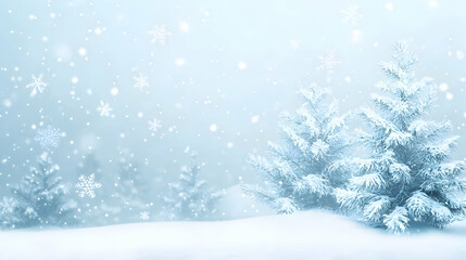 Snow Covered Pine Trees In Winter Wonderland Scene