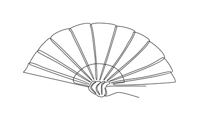 Continuous line of hand holding hand fan