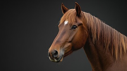 Obraz premium Brown Horse Portrait with a Dark Background
