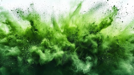 Exploding Green Powder Dynamic Abstract Background High Contrast Explosion Splash Art