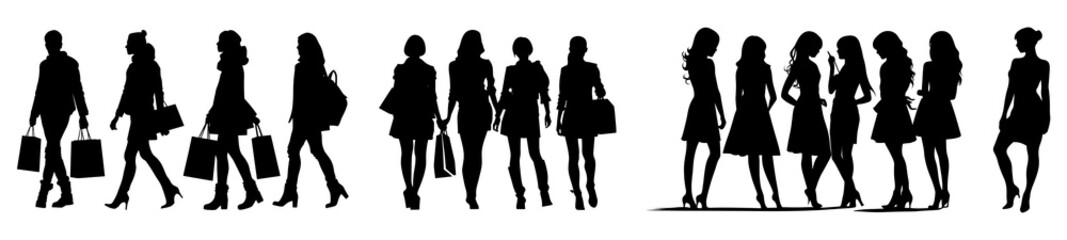 PNG people silhouette set on transparent background