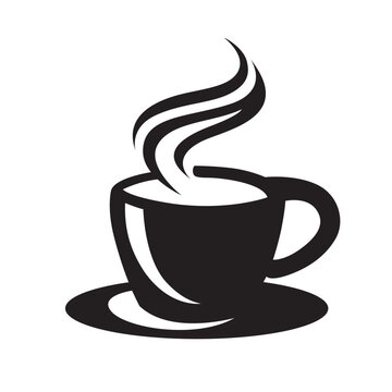 recommend clip art: Minimalist line drawing of a steaming hot beverage. Simple black and white illustration of a coffee cup. Classic coffee cup icon for cafe or restaurant