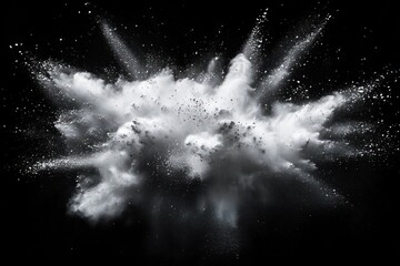 White Dust Explosion Against Black Background Vibrant Color Burst Abstract Creative Photography