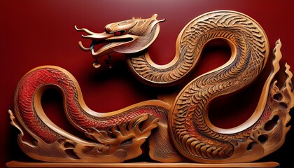 Obraz premium Snake wooden. chinese snake statue. chinese new year