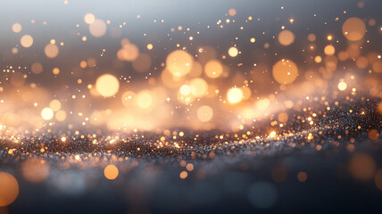 Golden Sparkling Bokeh Background with Warm Glowing Lights
