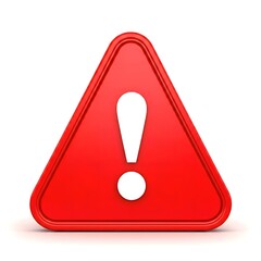 red alert icon, 3D Render of Red Warning Triangle with White Exclamation Point