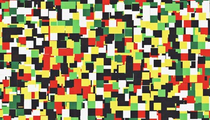 Dynamic geometric mosaic pattern with abstract rectangles arranged in a randomized and fragmented pixelated design