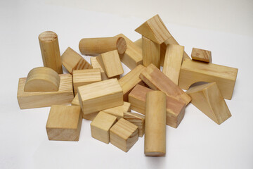 Stack of wooden block toys, educational creative fun games