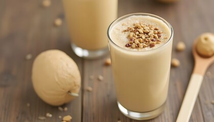 Creamy Peanut Butter Milkshake Topped with Whipped Cream