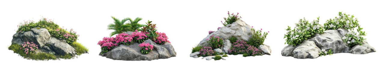 Fototapeta premium PNG Outdoors garden plants set on transparent background