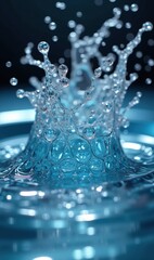 Vibrant close-up of water splashing, capturing the beauty of motion and fluidity. Ideal for topics related to purity, refreshment, and natural elements.